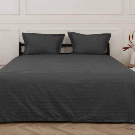 ПОСТЕЛЬНОЕ БЕЛЬЁ СТРАЙП-САТИН ТЕМНО-СЕРЫЙ